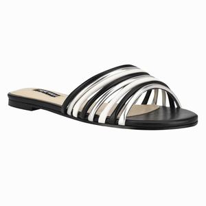 Nine West Links Flat Slides - Silver/Black/White - Ireland (GC9026837)